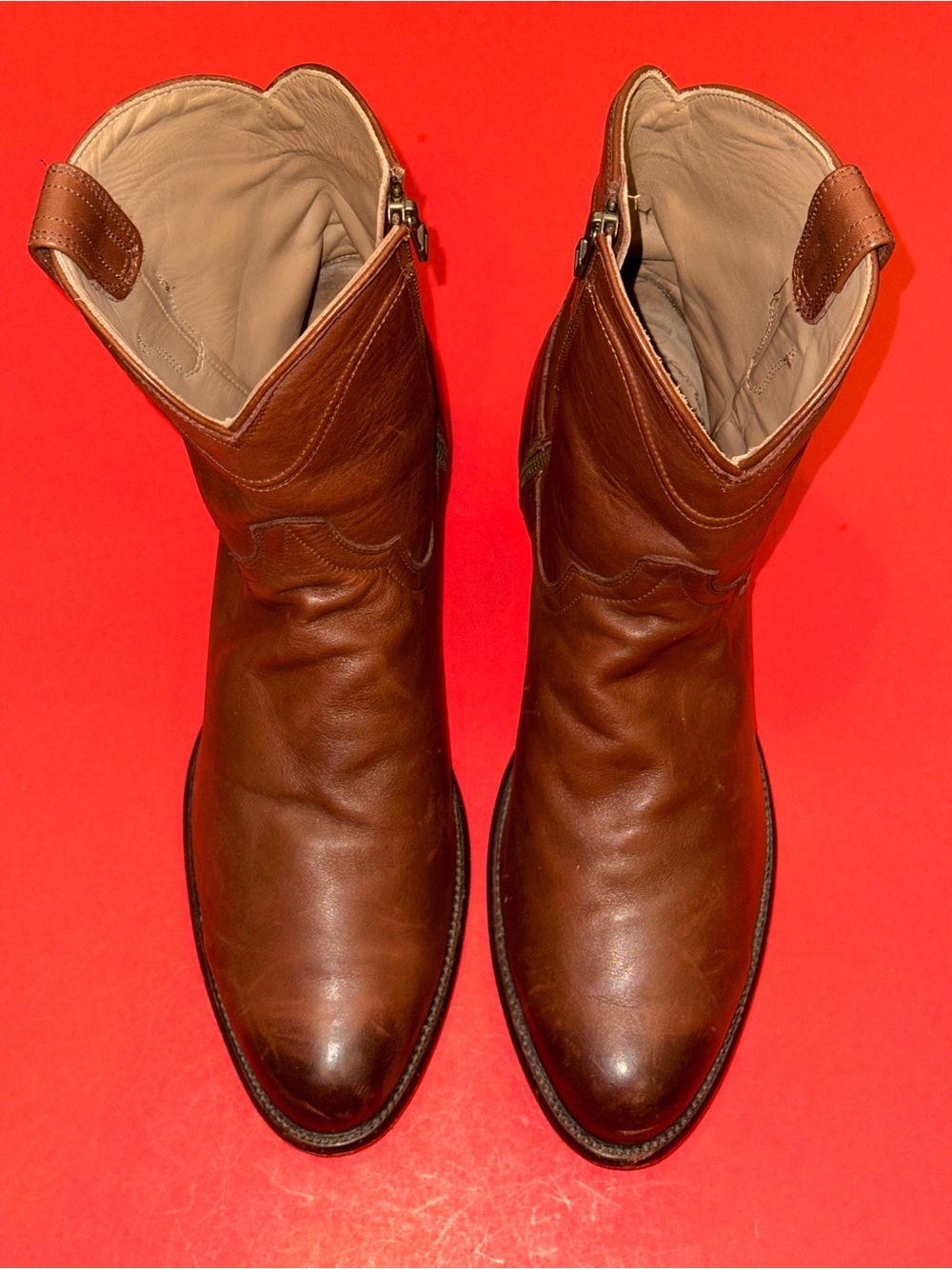 Tecovas “The Dean” Side Zip Cowboy Boots Brown Leather 1012 Men’s 14 EE READ !!!
